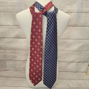 Grant Thomas Lot of 2 Hand Sewn Neckties - Maroon & Navy